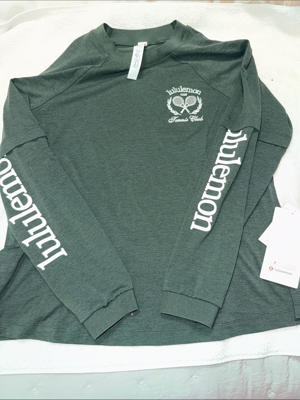 lululemon athletica Long-Sleeve Tennis Club Tee - Dark Green with White Logo
